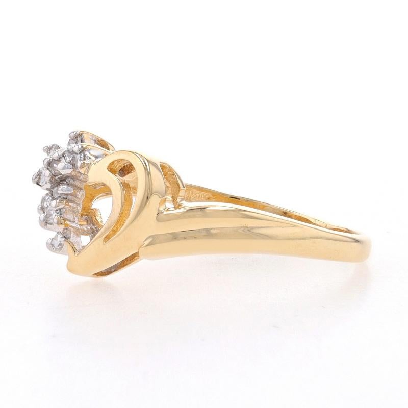 Women's Yellow Gold Diamond Heart Cluster Ring - 14k Single Cut Love For Sale