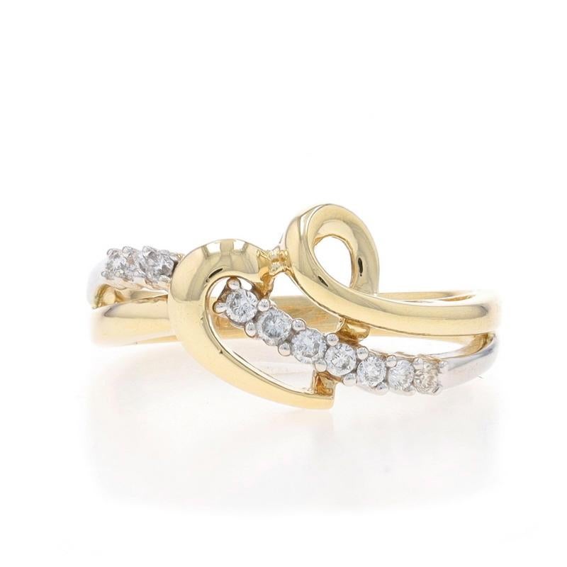 Size: 7
Sizing Fee: Up 2 sizes for $30 or Down 1 size for $30

Metal Content: 10k Yellow Gold & 10k White Gold

Stone Information

Natural Diamonds
Carat(s): .13ctw
Cut: Round Brilliant
Color: I - J
Clarity: SI2 - I1

Total Carats: .13ctw

Style: