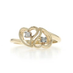 Anillo de oro amarillo de diamantes corazón dúo de dos piedras - 10k Amor brillante redondo