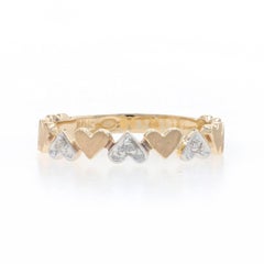 Yellow Gold Diamond Heart Garland Band - 10k Single Cut Love Cluster Ring