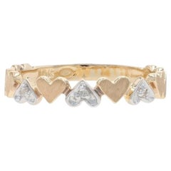 Yellow Gold Diamond Heart Garland Band - 10k Single Cut Love Cluster Ring
