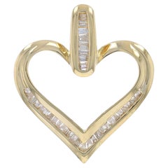 Yellow Gold Diamond Heart Pendant - 10k Baguette .25ctw Love