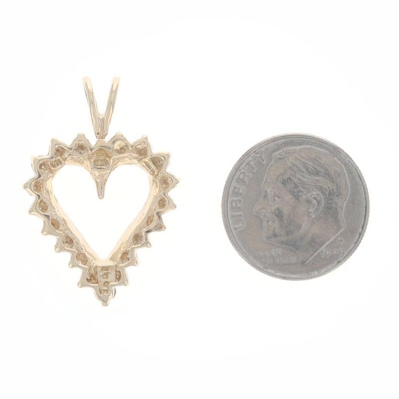 Yellow Gold Diamond Heart Pendant - 10k Round Brilliant 1.00ctw Love Wreath In Excellent Condition For Sale In Greensboro, NC