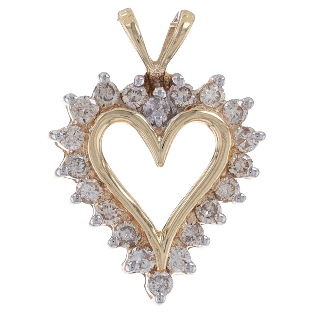 Yellow Gold Diamond Heart Pendant 10k Round Brilliant .50ctw Love For Sale