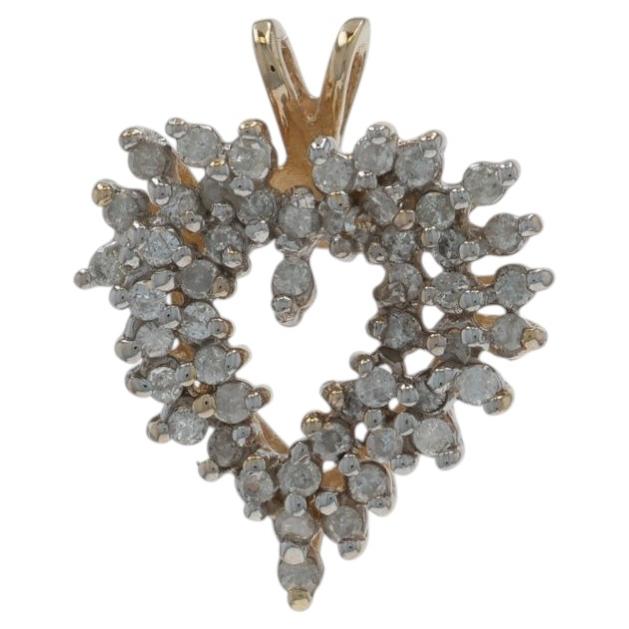 Yellow Gold Diamond Heart Pendant - 10k Round Brilliant .50ctw Love