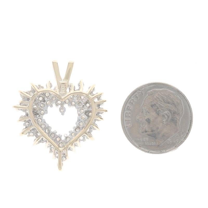 Women's Yellow Gold Diamond Heart Pendant - 10k Single Cut 1.00ctw Love Wreath For Sale