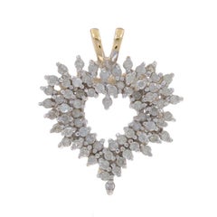 Yellow Gold Diamond Heart Pendant - 10k Single Cut 1.00ctw Love Wreath