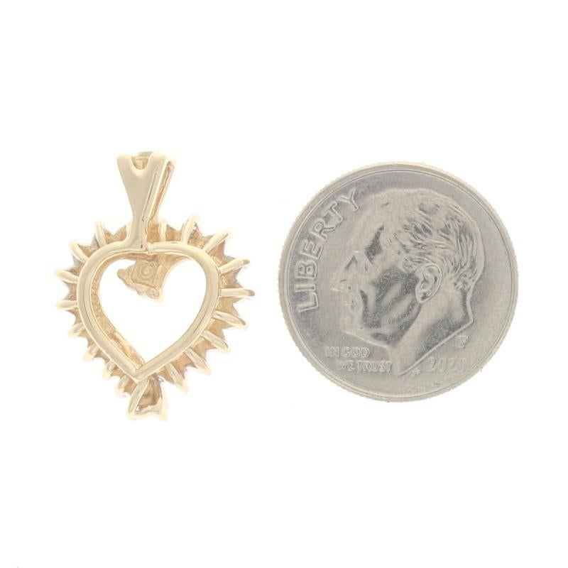 Women's Yellow Gold Diamond Heart Pendant - 10k Single Cut .10ctw Love For Sale