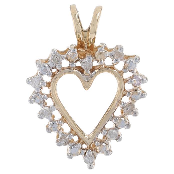 Yellow Gold Diamond Heart Pendant - 10k Single Cut .10ctw Love Gift For Sale