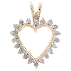 Yellow Gold Diamond Heart Pendant - 10k Single Cut .20ctw Love