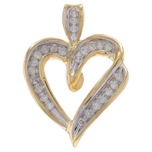 Yellow Gold Diamond Heart Pendant - 10k Single Cut .20ctw Love