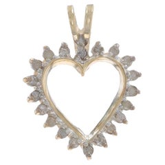 Yellow Gold Diamond Heart Pendant - 10k Single Cut .20ctw Love Wreath