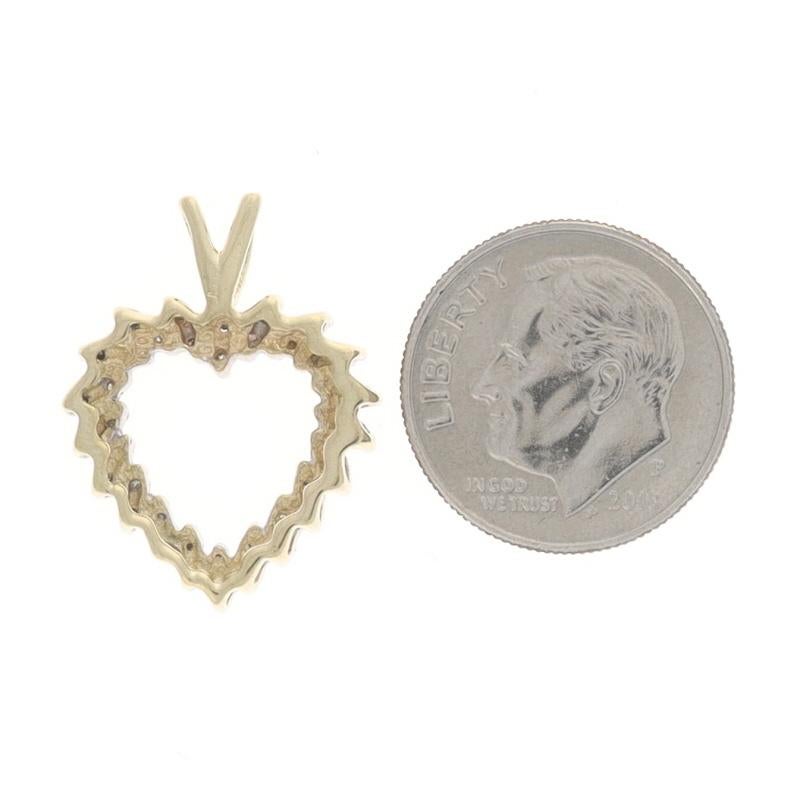 Women's Yellow Gold Diamond Heart Pendant - 10k Single Cut .25ctw Love Wreath For Sale