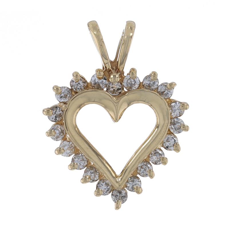 Yellow Gold Diamond Heart Pendant 14k Round Brilliant .30ctw Love

Stone Information:
Natural Diamonds
Carat(s): .30ctw
Cut: Round Brilliant
Color: H - I
Clarity: SI2 - I1

Total Carats: .30ctw

Additional information:
Material: Metal 14k Yellow
