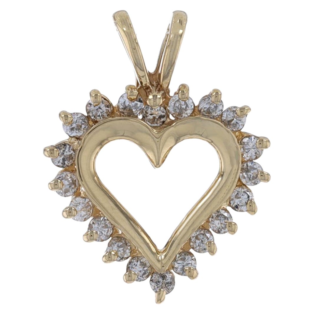 Pendentif coeur en or jaune 14k diamant rond brillant .30ctw Amour