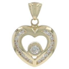 Yellow Gold Diamond Heart Pendant - 14k Round Brilliant .40ctw Love