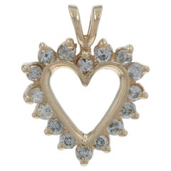 Pendentif coeur en or jaune avec diamant - 14k Round Brilliant .50ctw Love