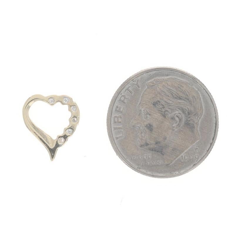 Yellow Gold Diamond Heart Pendant - 14k Single Love In Excellent Condition For Sale In Greensboro, NC
