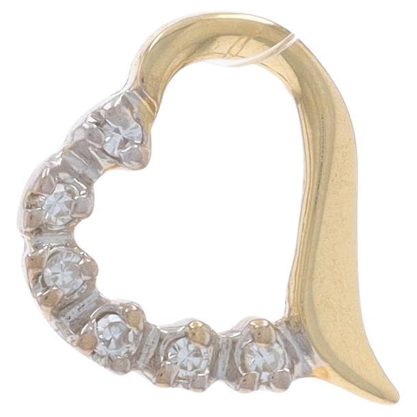 Yellow Gold Diamond Heart Pendant - 14k Single Love