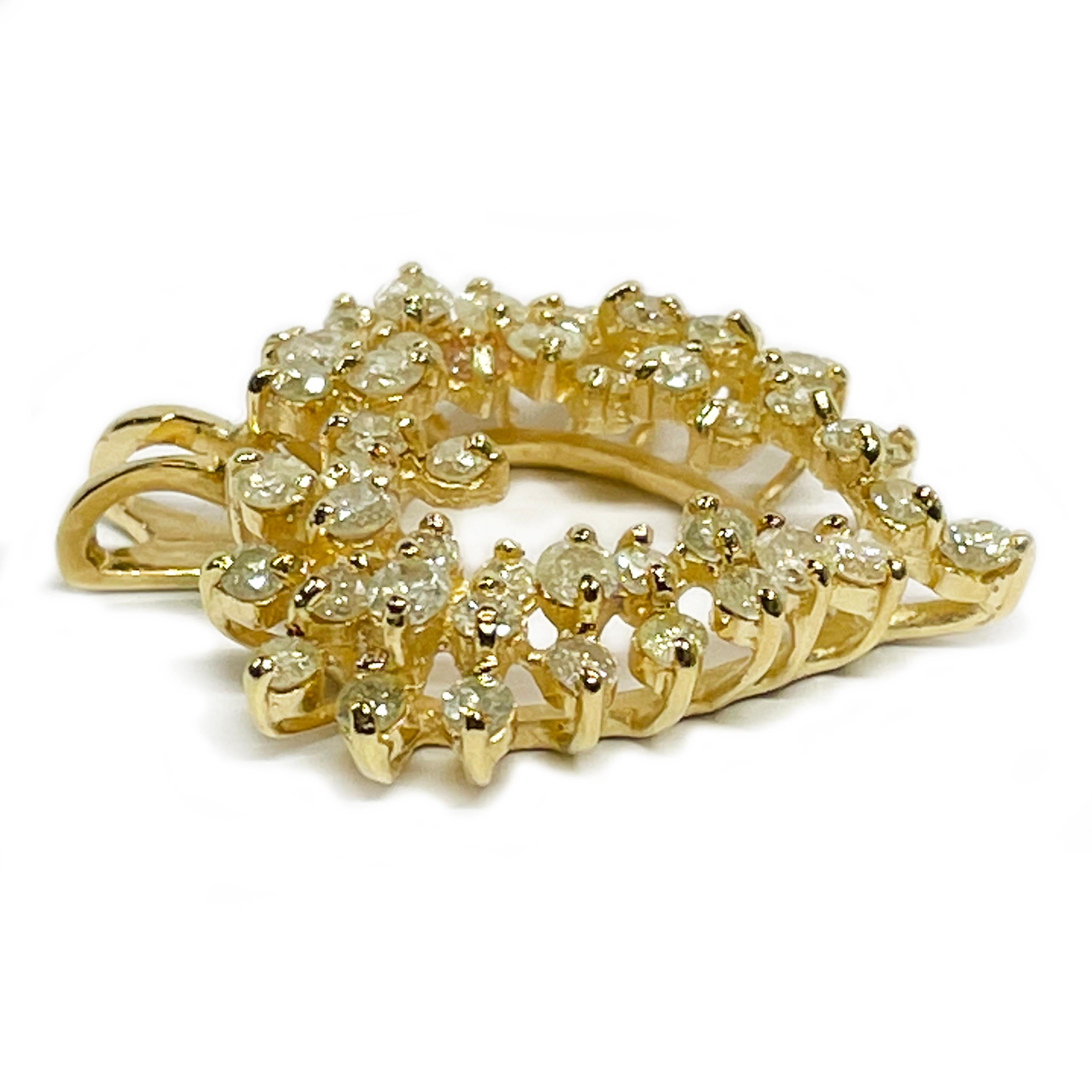 Contemporary Yellow Gold Diamond Heart Pendant For Sale