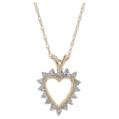 Yellow Gold Diamond Heart Pendant Necklace, 14k Round Cut .24ctw Love