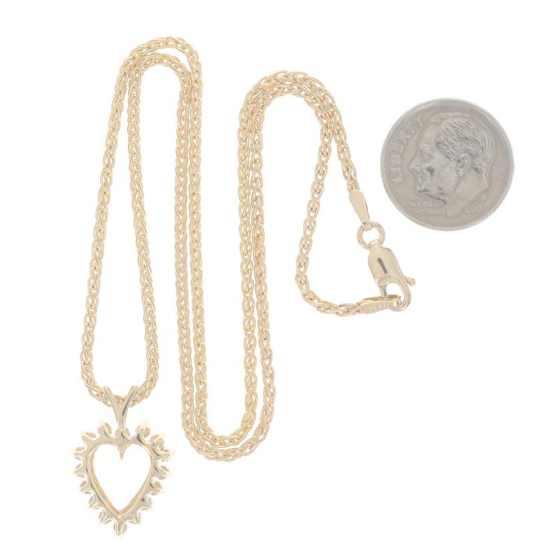 Round Cut Yellow Gold Diamond Heart Pendant Necklace 16