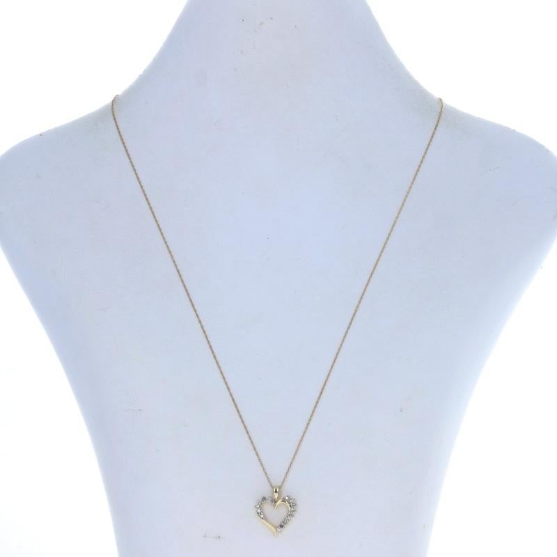 Yellow Gold Diamond Heart Pendant Necklace 18 1/4