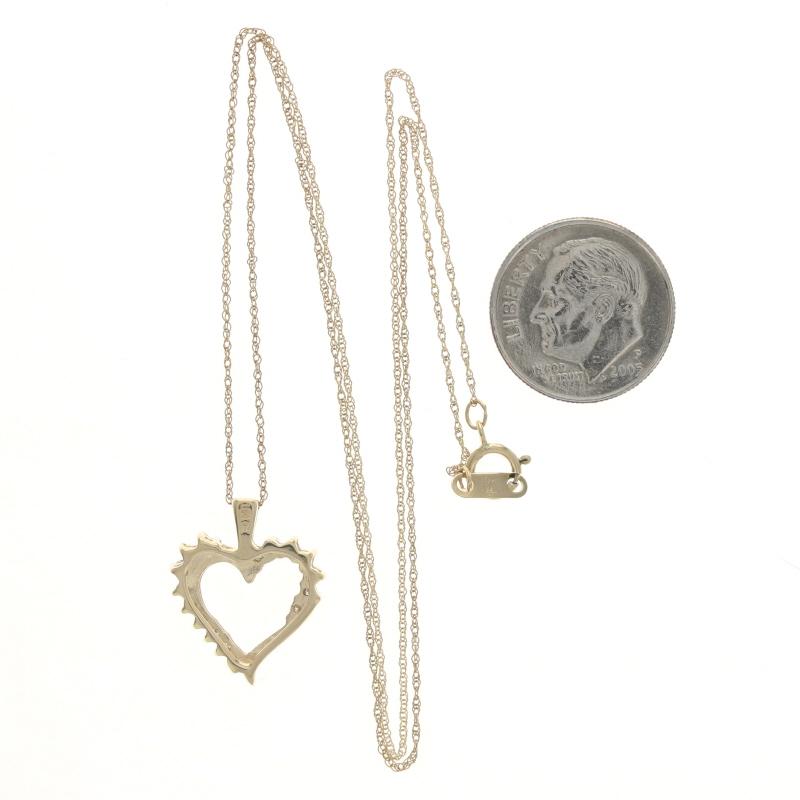 Women's Yellow Gold Diamond Heart Pendant Necklace 18 1/4