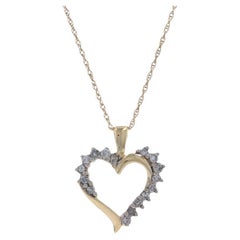 Yellow Gold Diamond Heart Pendant Necklace 18 1/4" - 10k Round Cut .20ctw Love