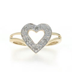 Yellow Gold Diamond Heart Ring - 10k Single Cut Love