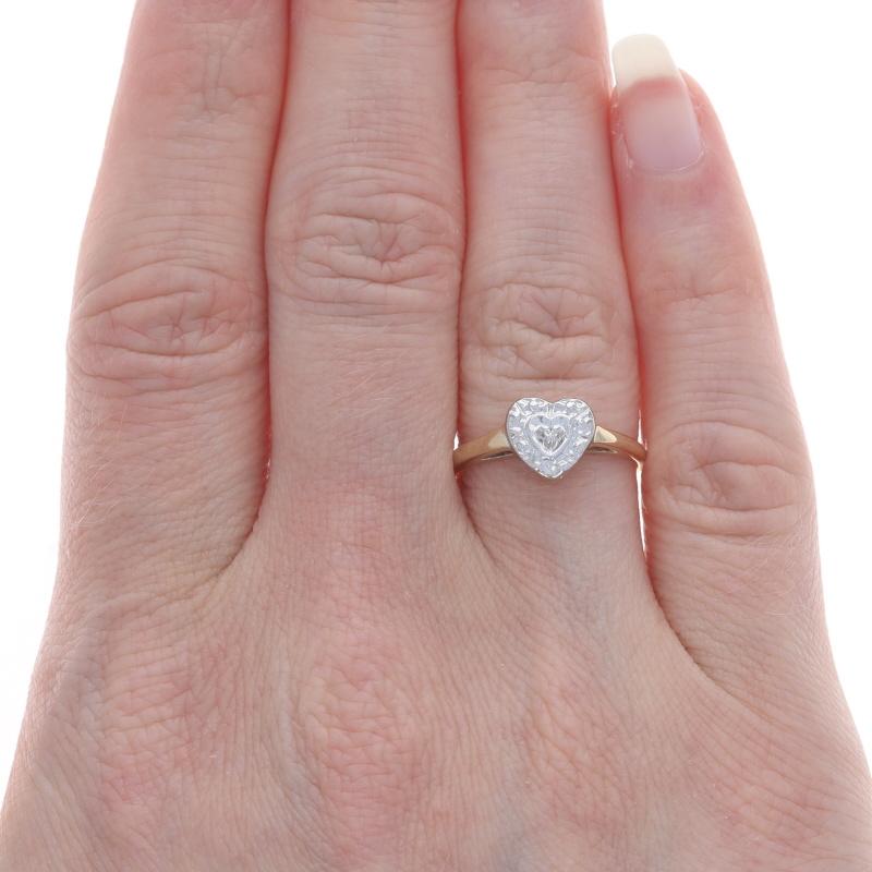 Yellow Gold Diamond Heart Ring - 10k Single Cut Love In Excellent Condition In Greensboro, NC