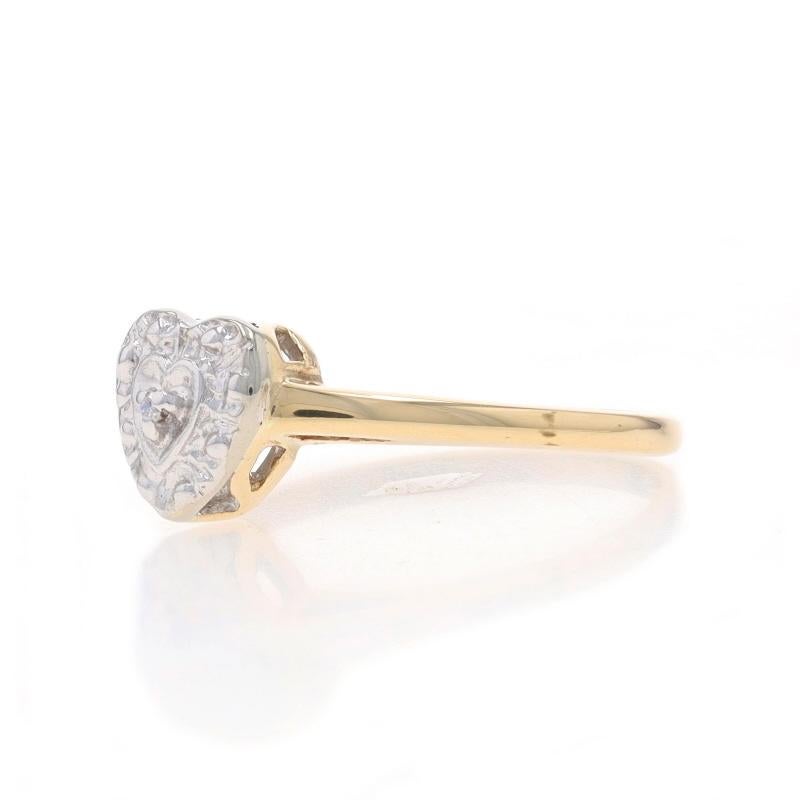Women's Yellow Gold Diamond Heart Ring - 10k Single Cut Love