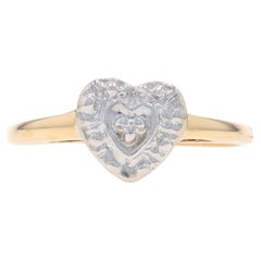 Anello con cuore di diamante in oro giallo - 10k Single Cut Love
