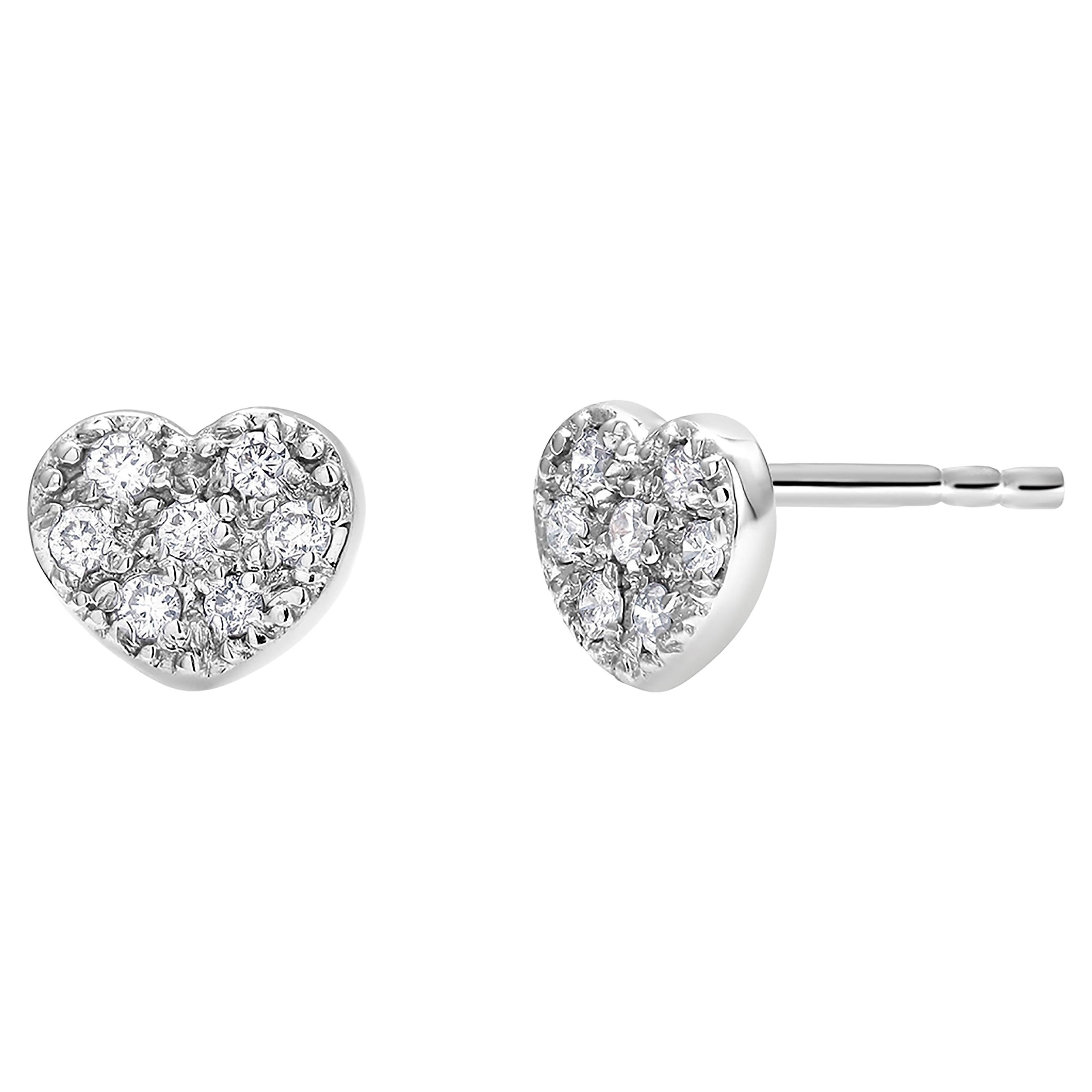 Heart Shaped Diamond 0.15 Carats 14 Karat Yellow Gold 0.25 Inch Stud Earrings  For Sale 1