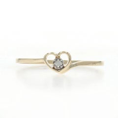 Yellow Gold Diamond Heart Solitaire Bypass Ring - 10k Single Cut Love