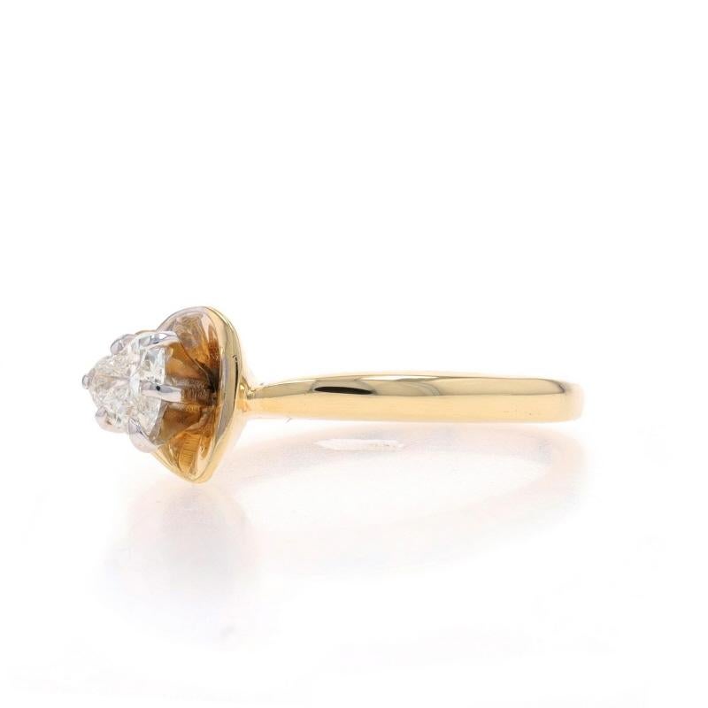 Yellow Gold Diamond Heart Solitaire Ring - 14k .30ct Love Engagement Promise In Excellent Condition For Sale In Greensboro, NC