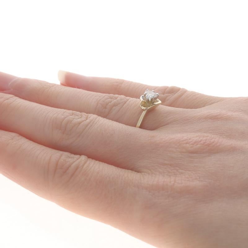 Women's Yellow Gold Diamond Heart Solitaire Ring - 14k .30ct Love Engagement Promise For Sale