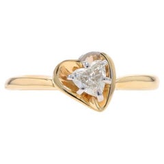 Yellow Gold Diamond Heart Solitaire Ring - 14k .30ct Love Engagement Promise