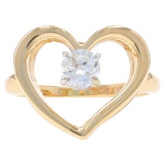 Gelbgold Diamant Herz Solitär Ring - 14k Runde Brillant .20ct Liebe