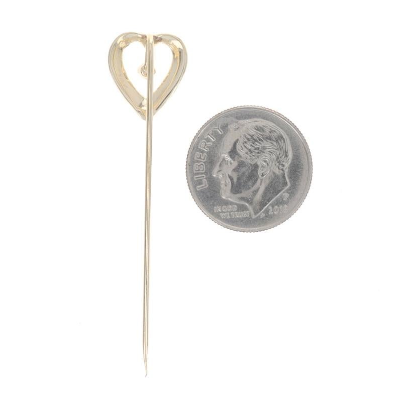 Women's Yellow Gold Diamond Heart Stickpin - 14k Single Cut Love Solitaire For Sale