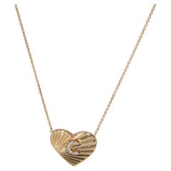 Yellow Gold Diamond Heart With Initial C Pendant