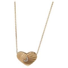 Yellow Gold Diamond Heart With Initial J Pendant