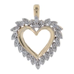 Yellow Gold Diamond Heart Wreath Pendant, 10k Single Cut .10ctw Love