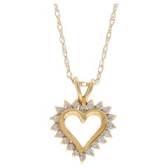 Collier en or jaune avec pendentif couronne de cœur en diamant - 14k Round .20ctw Love