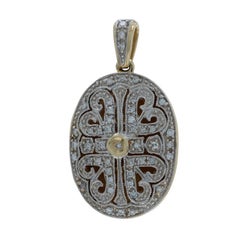 Yellow Gold Diamond Hearts Locket Pendant 14k Single .25ctw Love One Frame