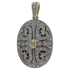Yellow Gold Diamond Hearts Locket Pendant 14k Single .25ctw Love One Frame