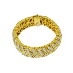 Yellow Gold Diamond Herringbone Design Bracelet