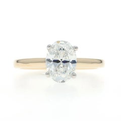 Yellow Gold Diamond Hidden Halo Engagement Ring - 14k Oval 1.78ct