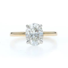 Yellow Gold Diamond Hidden Halo Engagement Ring - 14k Oval 2.11ctw GIA