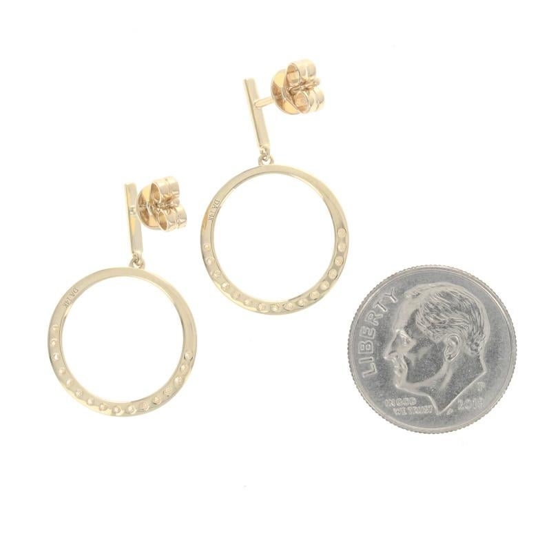 Women's Yellow Gold Diamond Hoop Dangle Circle Earrings 14k Rnd.31ctw French Set Pierced For Sale